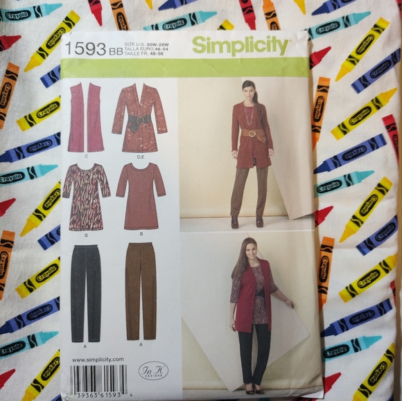 Simplicity 1593 20W-28W Plus Size Coordinates Sewing PatternUncut Factory Folded - Picture 1 of 3